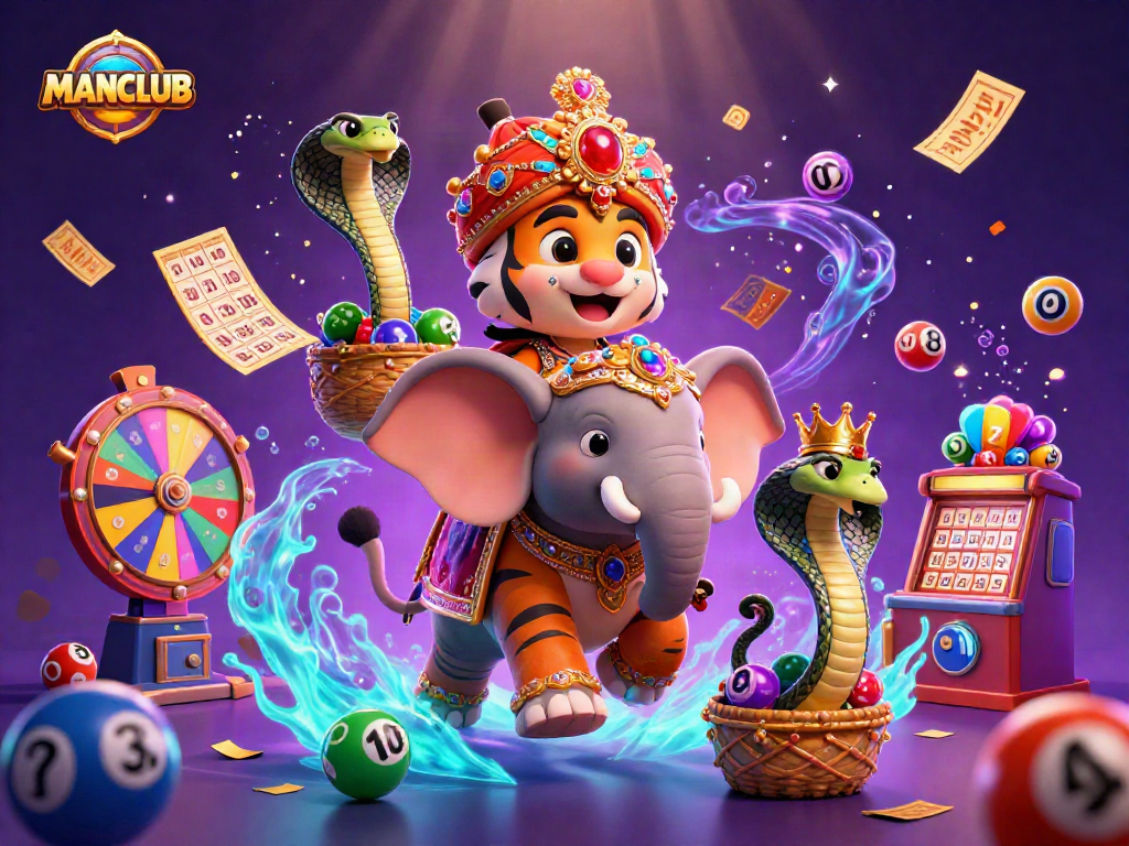 Experience the thrilling MANCLUB lottery scene with vibrant elements and engaging characters.