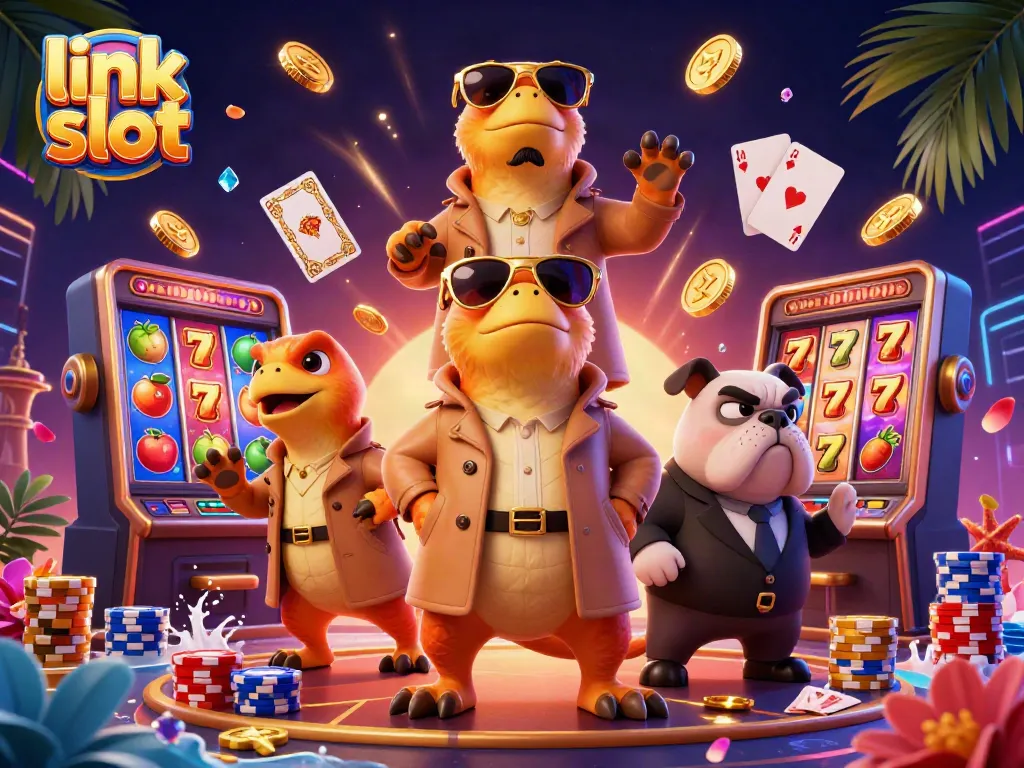 Experience thrilling gameplay with the link slot featuring dynamic casino elements and vibrant characters.