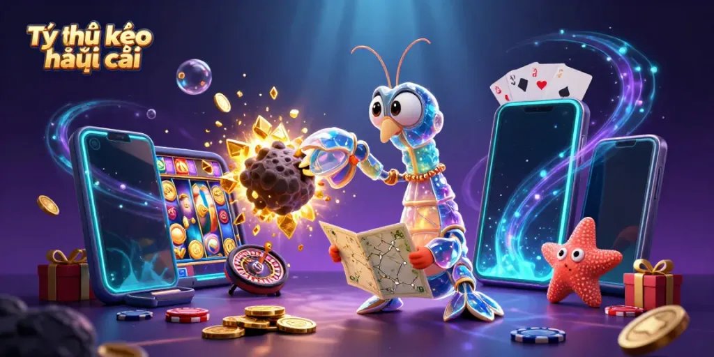 Experience Tỷ lệ kèo nhà cái with dynamic gaming elements and vibrant colors in a starry scene.