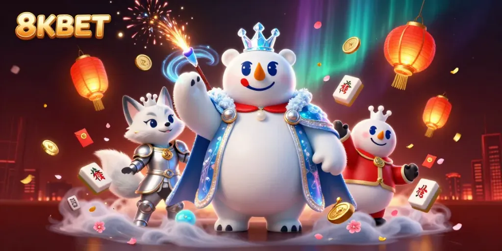Engage with 8KBET in a vibrant casino world filled with dynamic gaming elements and rich visual details.