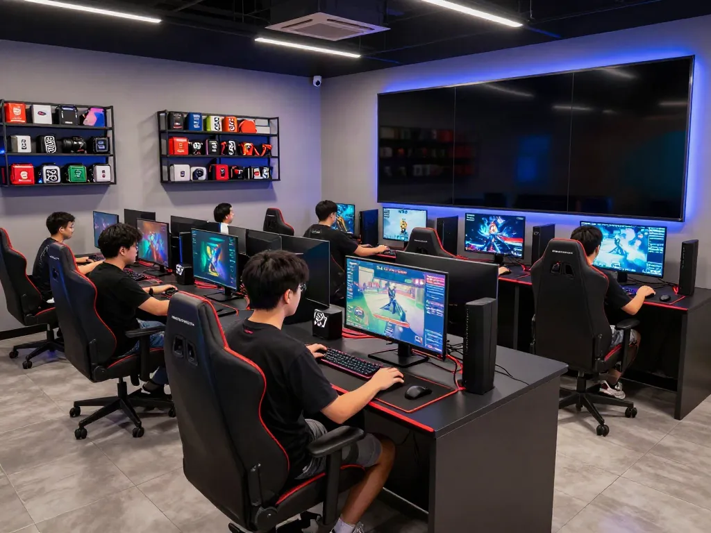 SAPPORO88 gaming environment featuring players at high-tech stations.