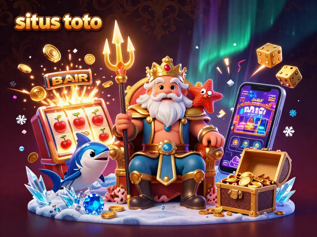 Engage with situs toto's exciting jackpot scene featuring Neptune with vibrant casino elements.