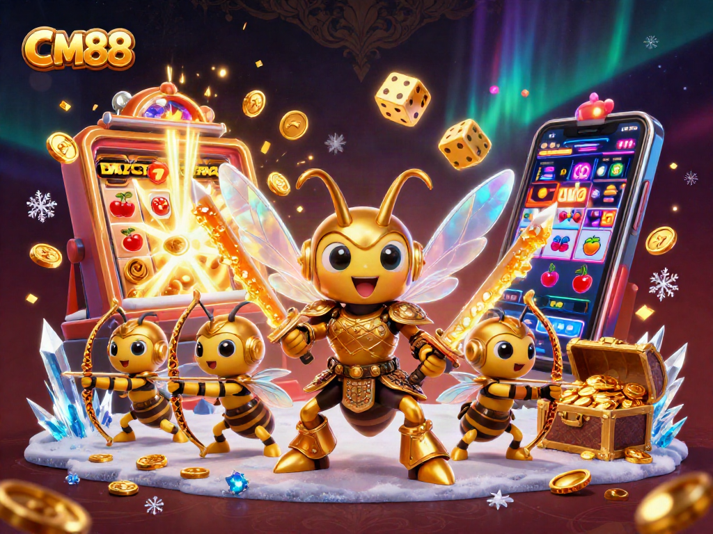 Experience the excitement of CM88 with golden hornet samurai in an enchanting casino scene.