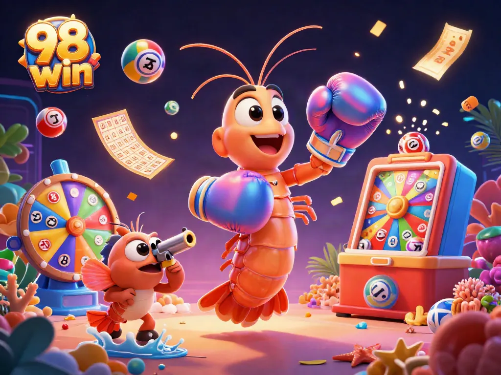 Engage in exciting gaming with the 98 win lottery, featuring vibrant balls and dynamic prizes.