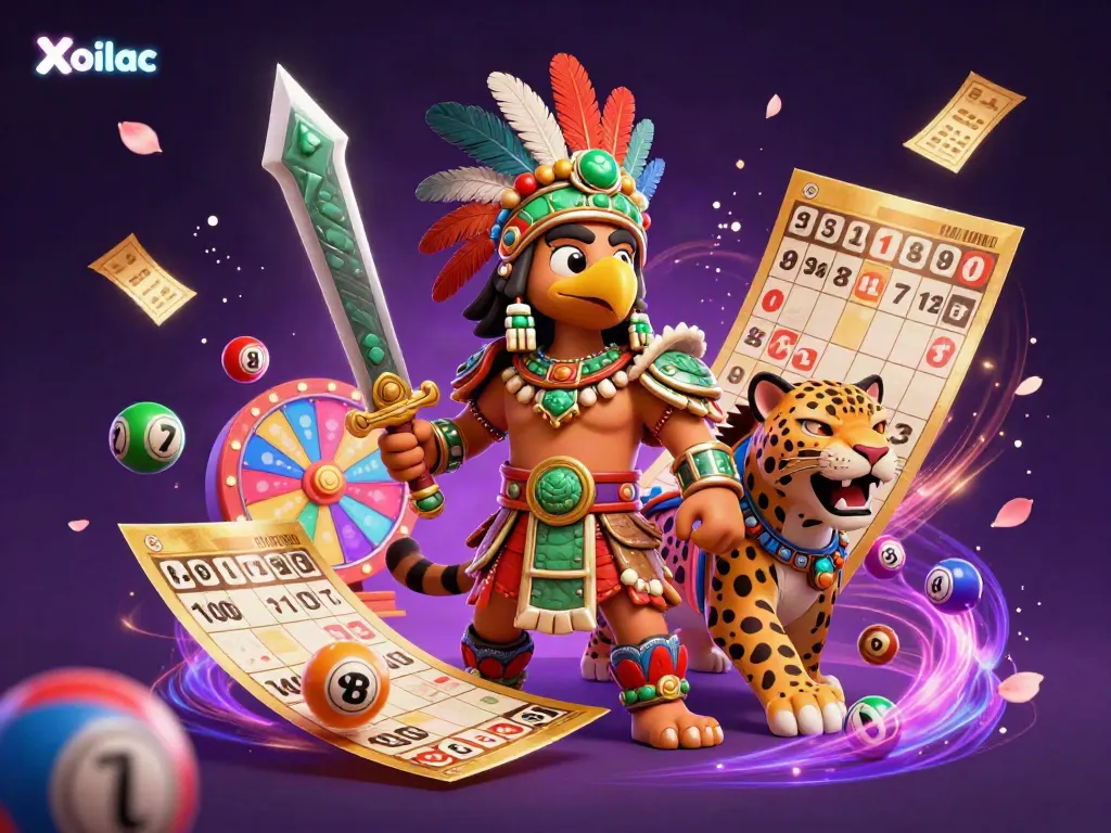 Xoilac offers dynamic lottery action with vibrant colored balls and engaging rewards in a thrilling illustration.