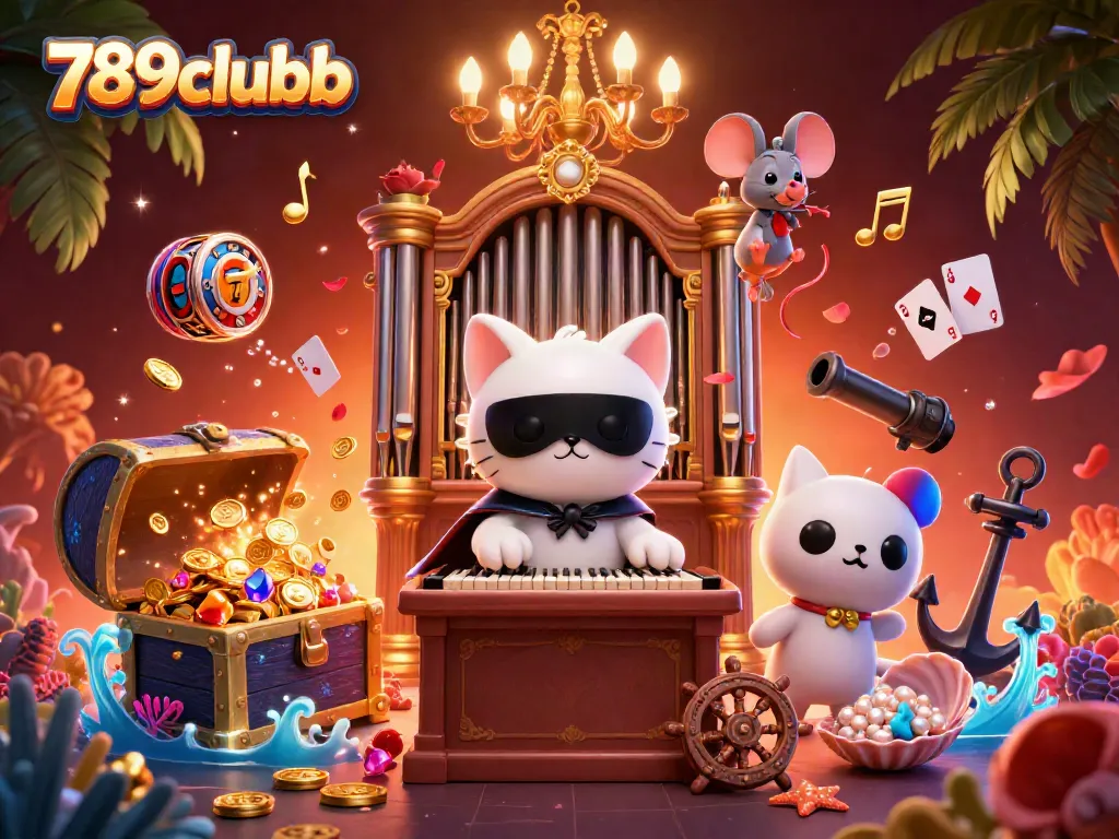 Engage in thrilling gameplay with 789clubb's vibrant casino artwork, featuring a captivating scene of characters and game elements.