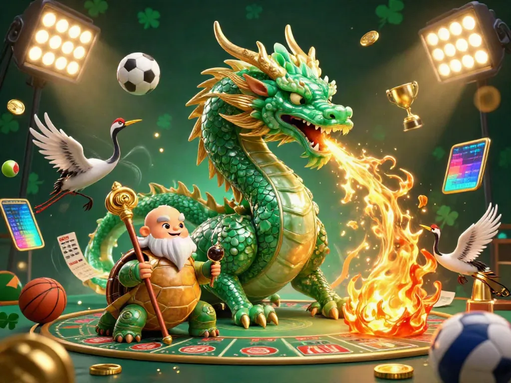 Experience thrilling gameplay with go8868 in a vibrant casino scene featuring a jade dragon, lucky cranes, and sports elements.