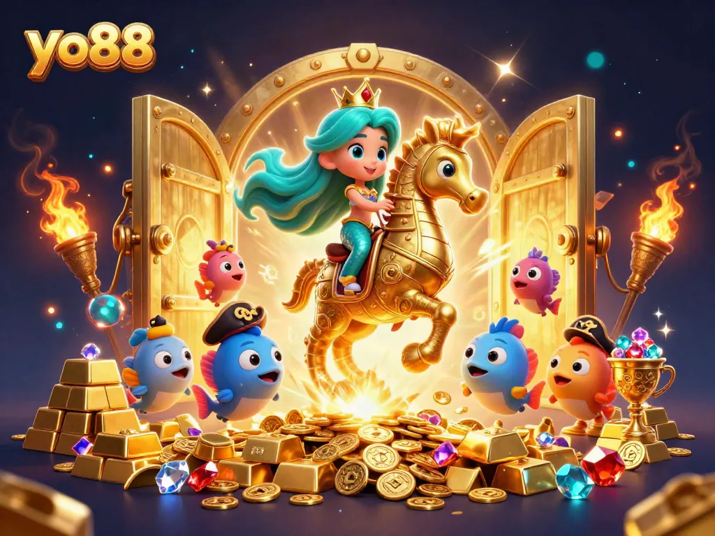 Experience thrilling gaming with yo88 featuring a vibrant scene of a mermaid and treasures.