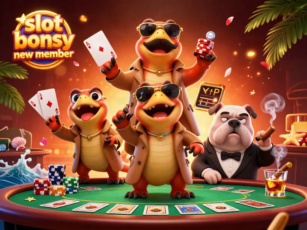 Raptors disguised as a tall person in casino, perfect "slot bonus new member" scene promoting fun gaming.