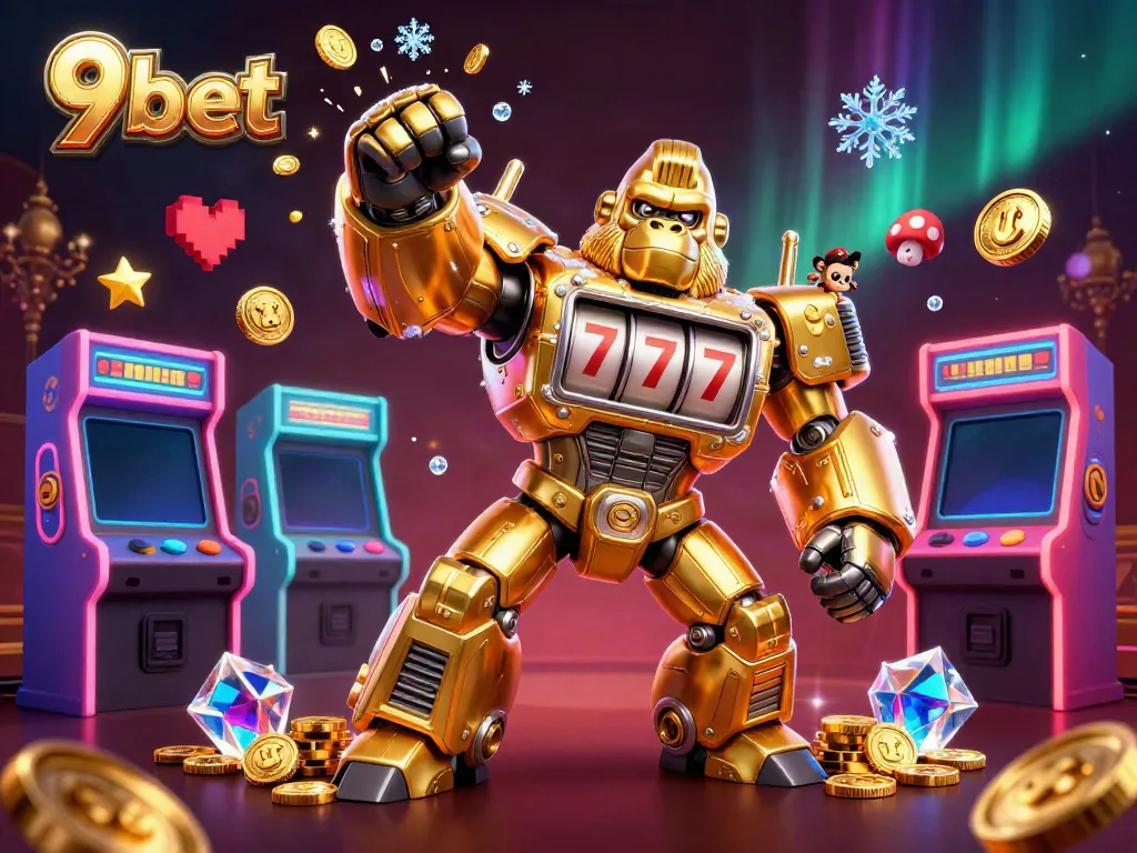 Experience thrilling gameplay with 9bet’s exciting golden gorilla mech and vibrant casino elements.