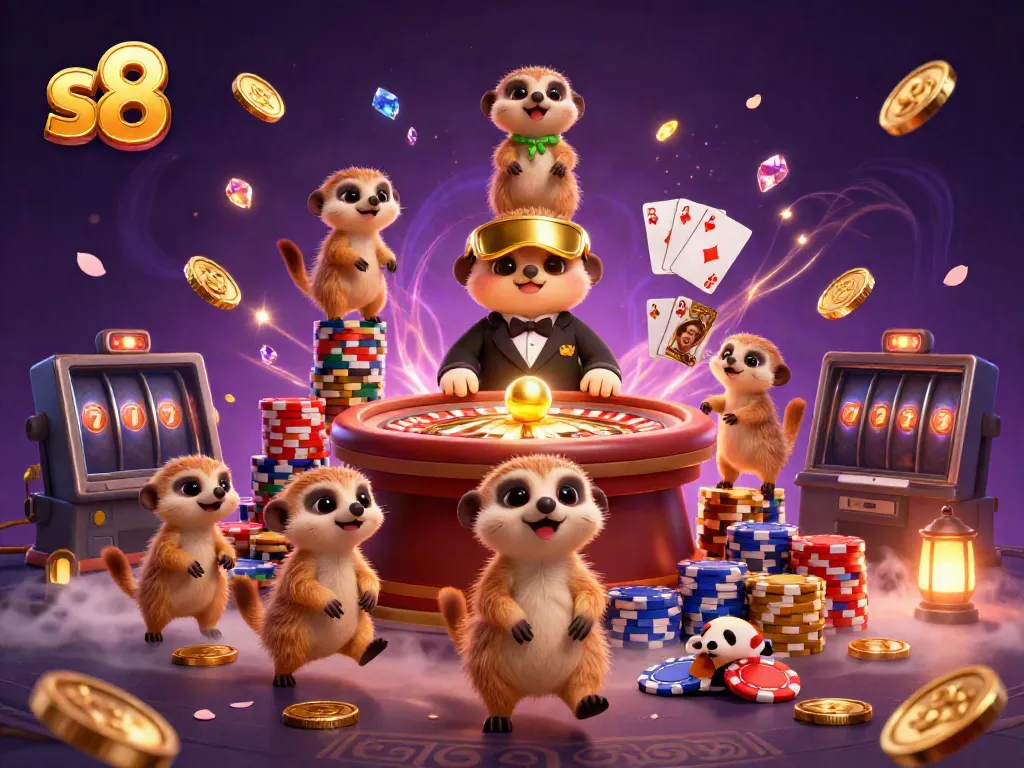 Experience the excitement of the s8 casino with adorable meerkats managing games and winning big!