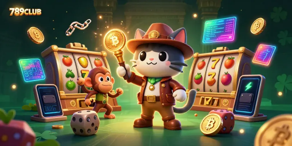 Experience thrilling wins with 789CLUB in a vibrant gaming adventure with golden artifacts and dynamic elements.