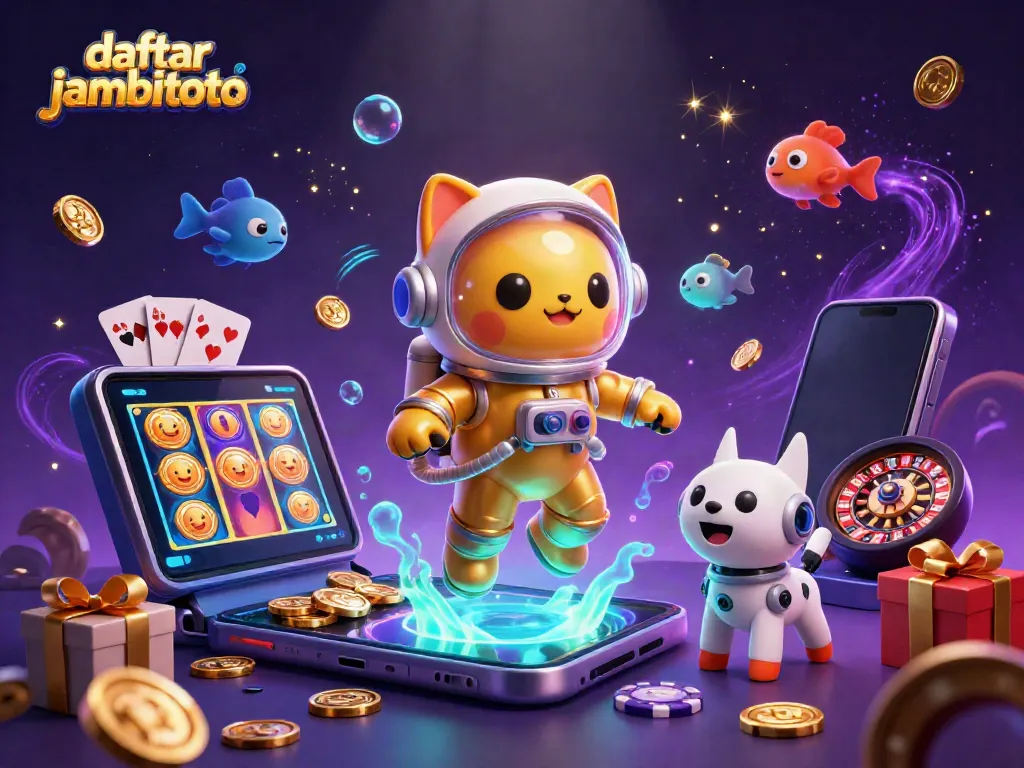 daftar jambitoto highlights a thrilling cosmic gaming adventure featuring a cat astronaut.