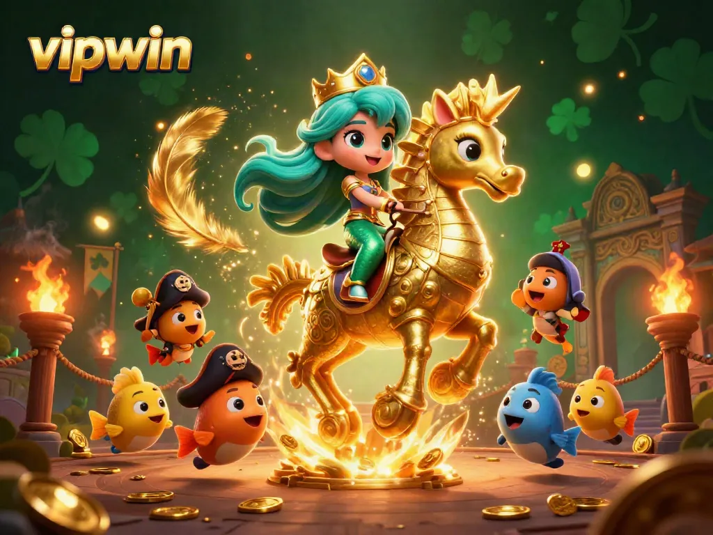Experience winning strategies with vipwin in this vibrant 3D casino-themed illustration filled with excitement.