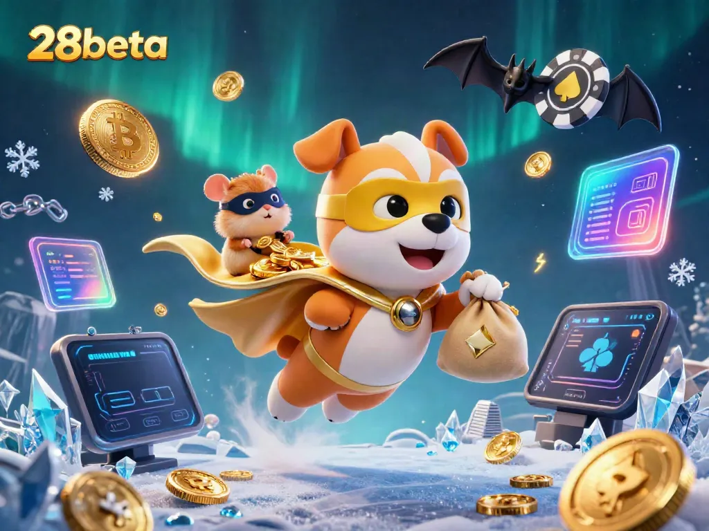 Experience the thrill of 28beta with a superhero dog and hamster in an exhilarating casino adventure.