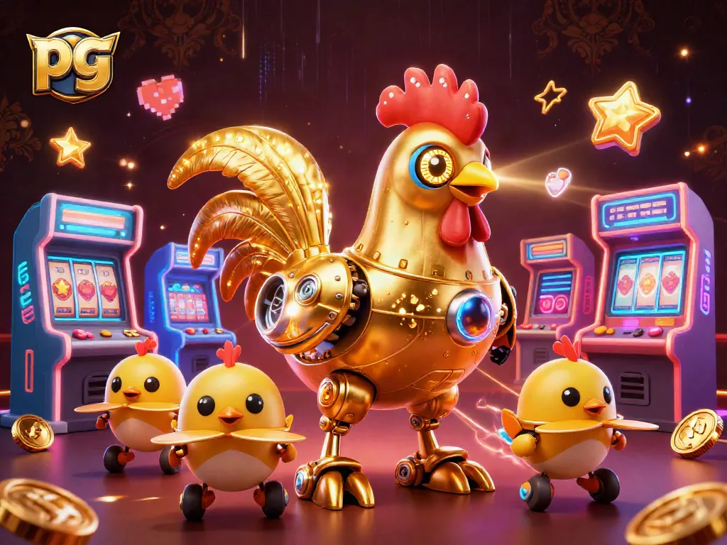 Engage with PG's vibrant slot experience through a dynamic, visually packed 3D illustration.