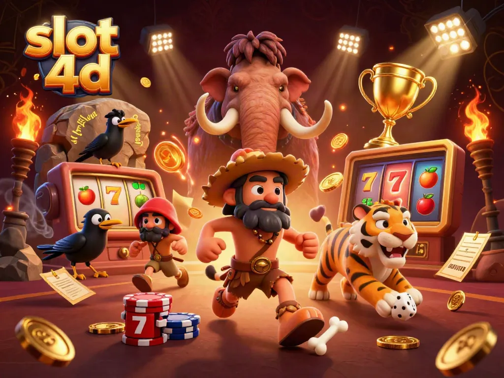 Permainan slot 4D yang menarik dengan karakter unik di kasino prasejarah.