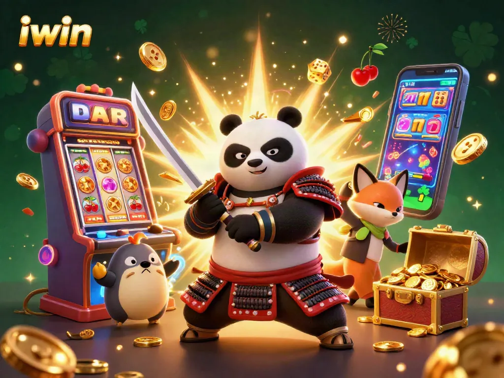 iwin showcases a vibrant slot adventure with cartoon characters amid jackpot excitement.