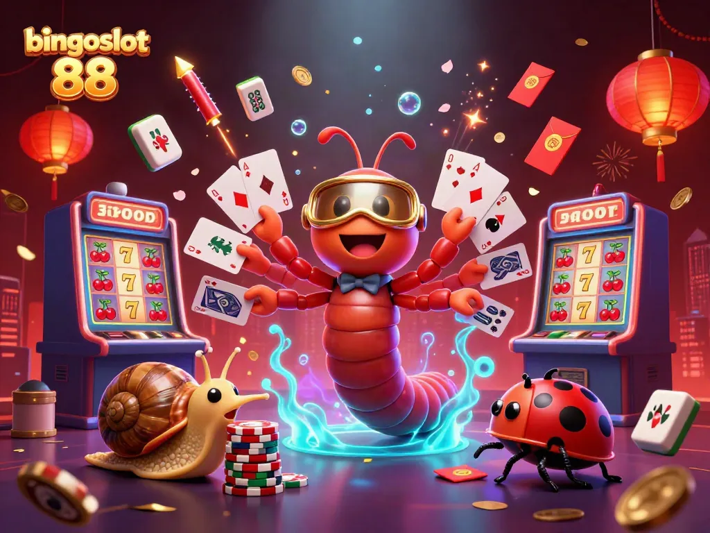 Permainan menarik di bingoslot 88 dengan dealer ramah dan simbol slot berkilauan.