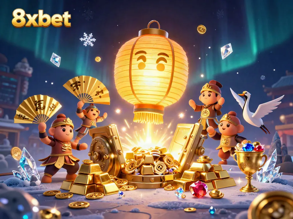 Engage with 8xbet's vibrant casino features showcased in an animated, rich 3D illustration.