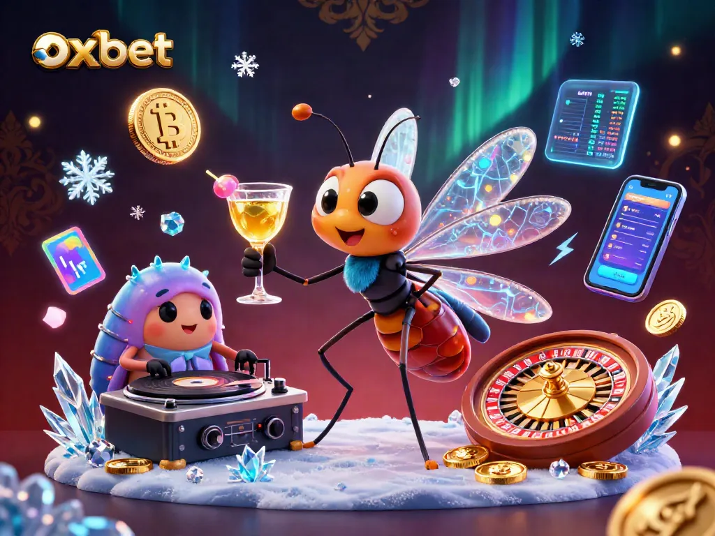 Experience the thrilling spirit of oxbet with a dynamic casino mascot scene alive with crypto elements.