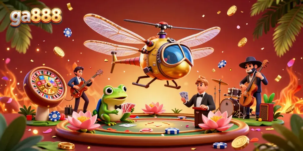 Join the excitement at ga888 with dynamic casino gameplay featuring vibrant characters and festive elements.