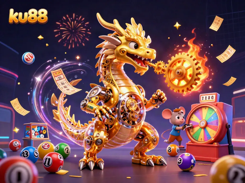 Experience dynamic gameplay at ku88 with vibrant lottery elements and a golden dragon