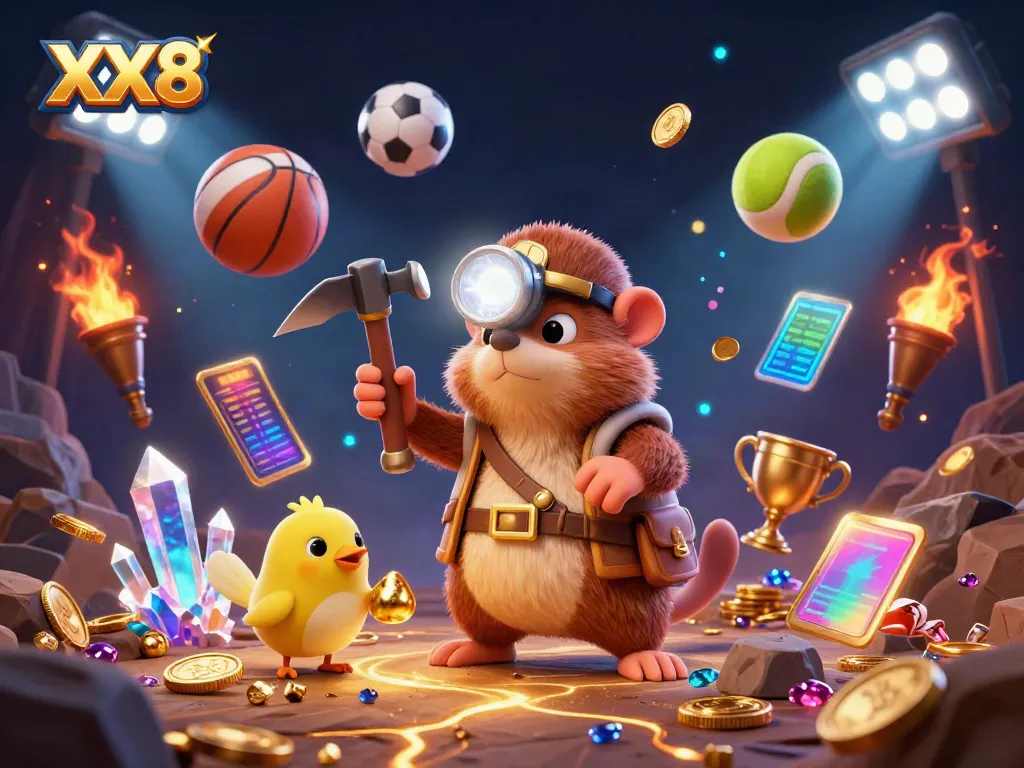 Experience the thrill of XX8 gaming with our lively treasure hunter adventure illustration.