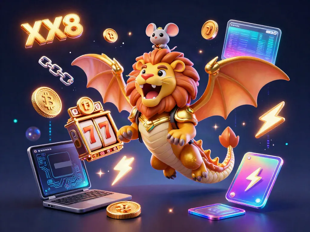 Engage with the thrilling XX8 online casino experience, featuring a magical chimera and dynamic gambling elements.