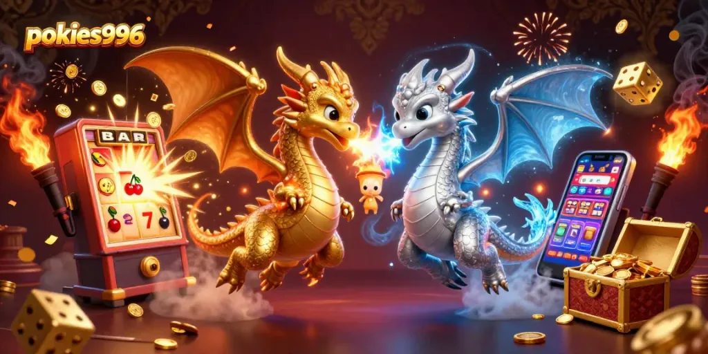 Experience the thrill of pokies996 with engaging dragons, slots, and vibrant casino elements!